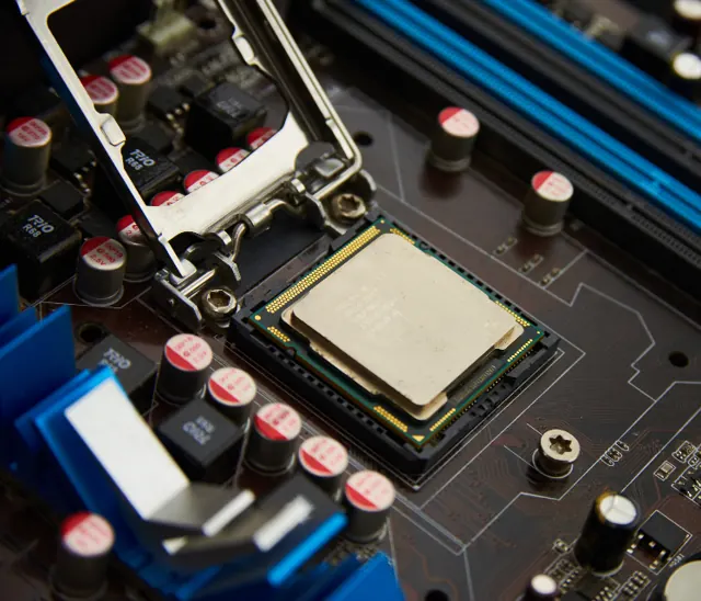 Processor installed on a motherboard